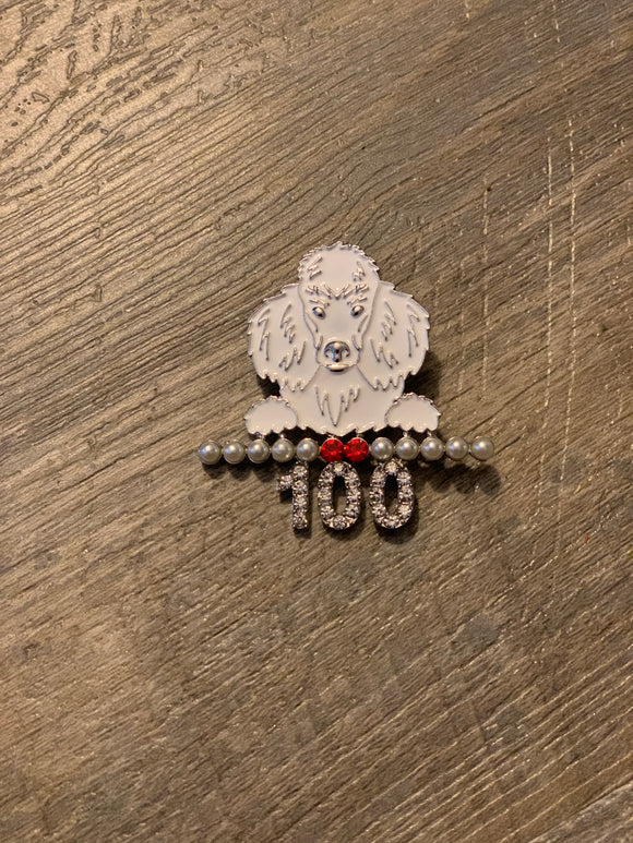 Poodle 100 years pin silver